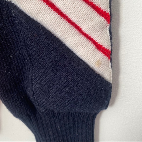 Vtg 80s Quilted Crew Neck Sweater Red White Blue M - Picture 8 of 12